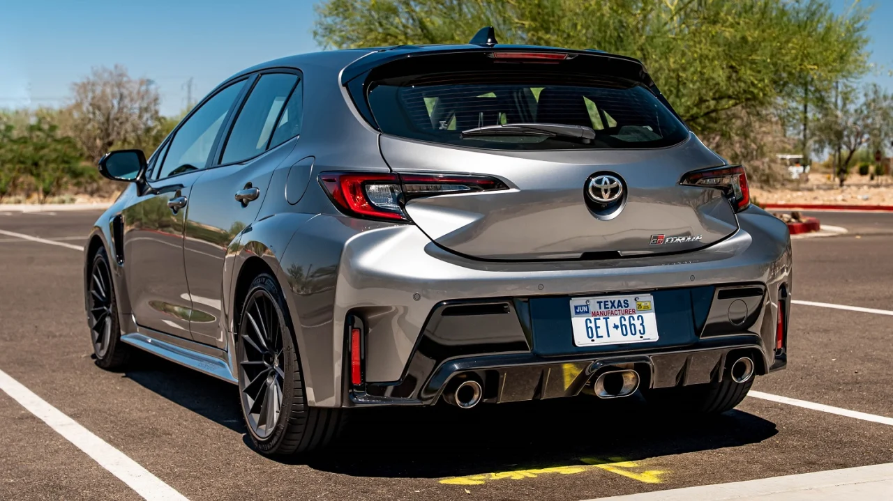 Rear angle shot of a 2025 Toyota GR Corolla Premium Plus