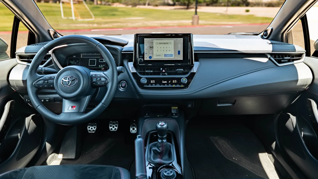 The interior of a 2025 Toyota GR Corolla Premium Plus