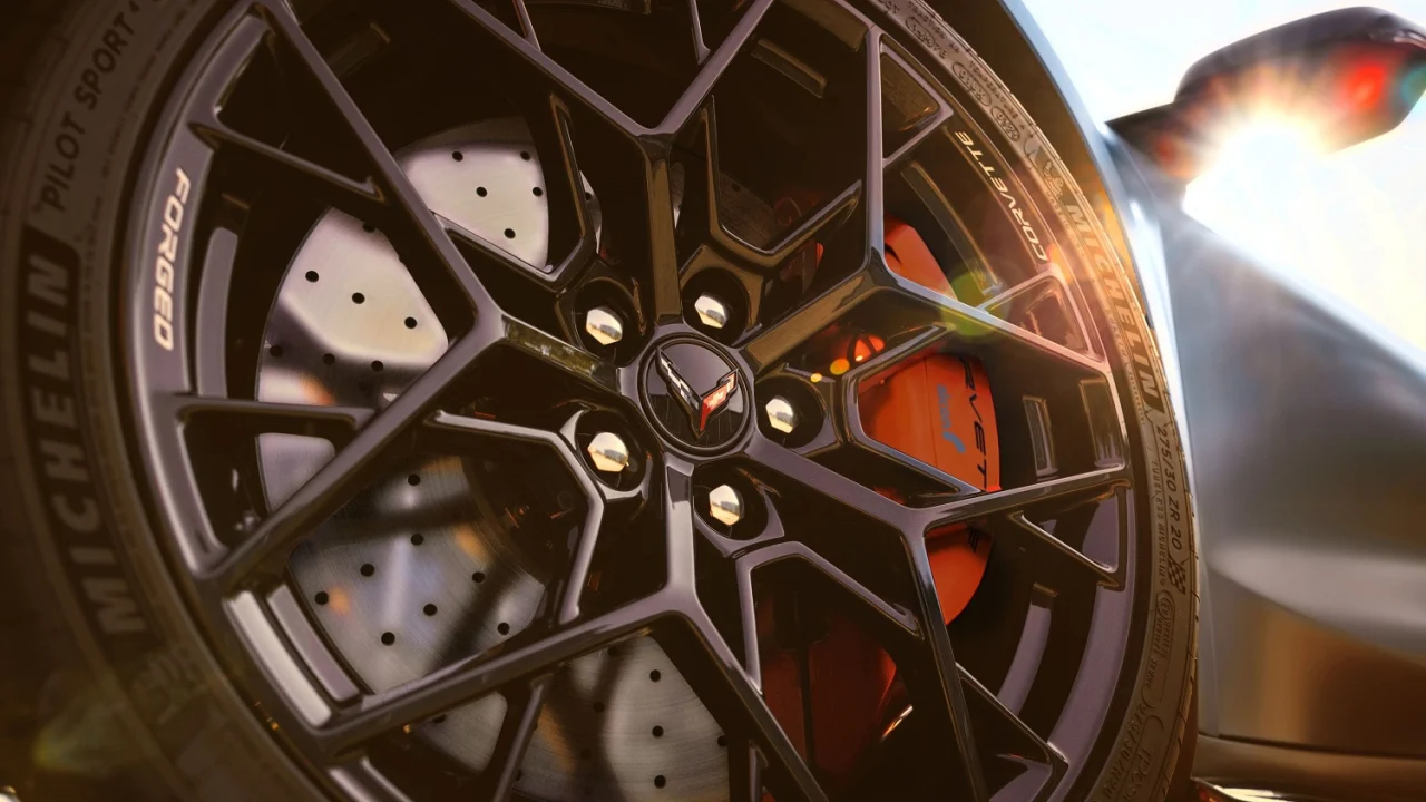 2026 Chevrolet Corvette ZR1X Quail Silver Limited Edition wheel, tire, and brake combo
