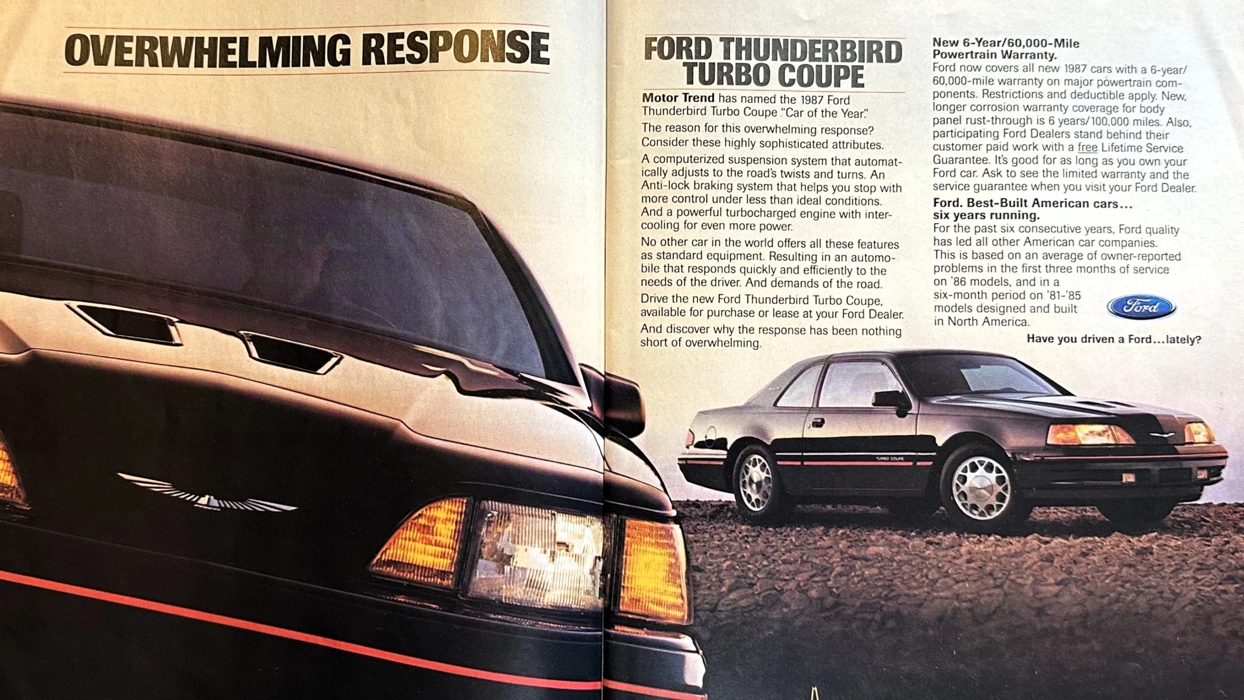 Der Ford Thunderbird Turbo Coupé von 1987 wurde zum „Auto des Jahres“ ...